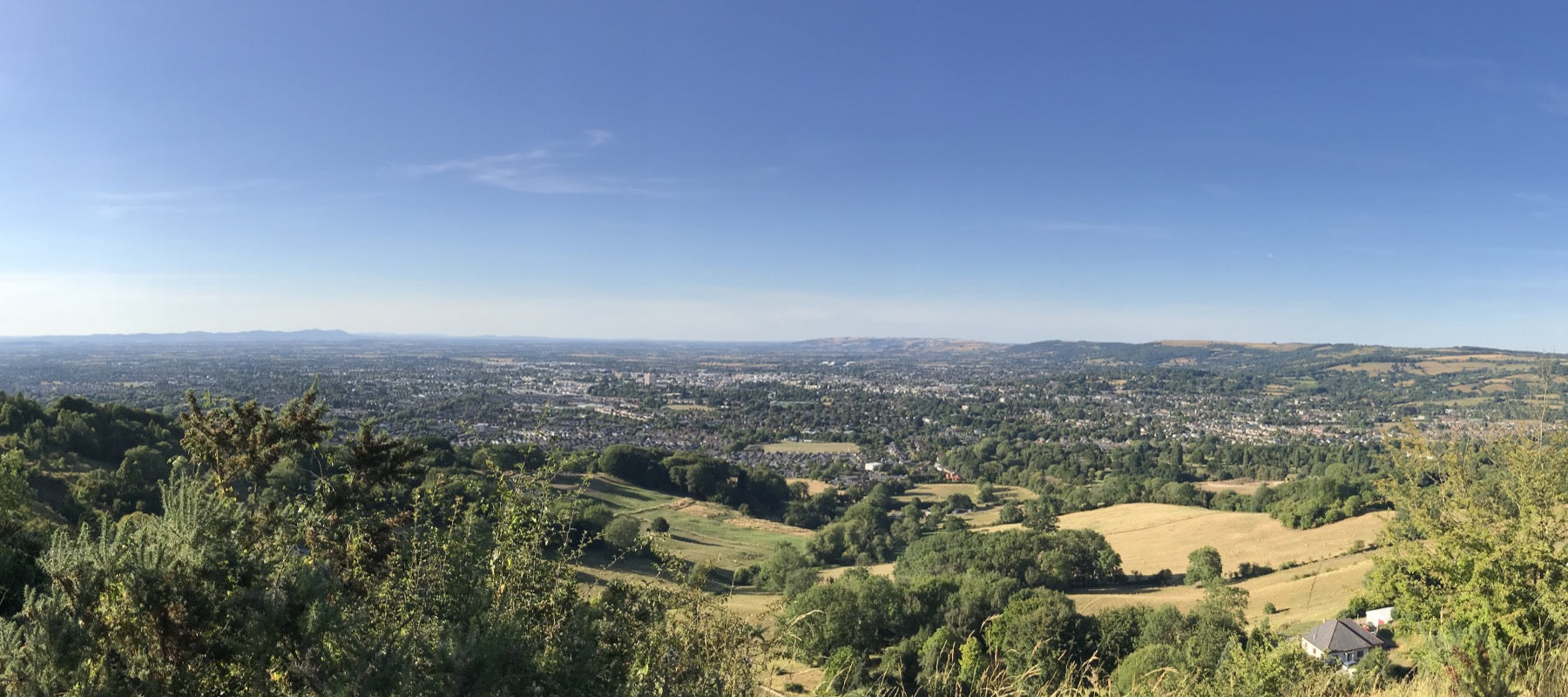 Panoramic view of Cheltenham and the surrounding hills