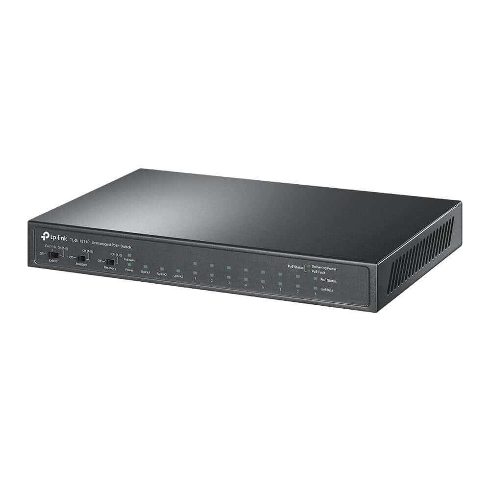 TP-Link TL-SL1311P V1.6 - Switch - unmanaged - 8 x 10/100 (PoE+) + 2 x 10/100/1000 + 1 x 1000Base-X SFP - rack-mountable (65 W) - Premier Technology