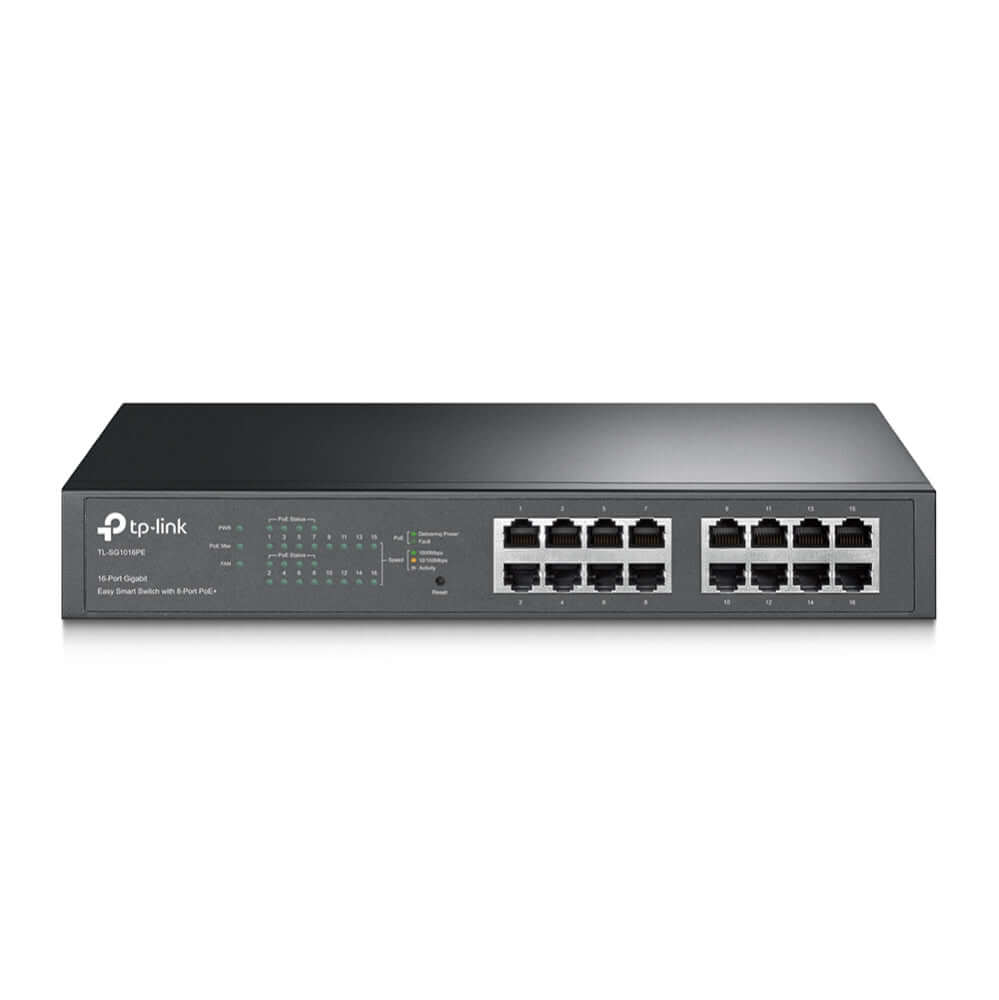 TP-Link TL-SG1016PE - Switch - smart - 8 x 10/100/1000 (PoE+) + 8 x 10/100/1000 - desktop, rack-mountable - PoE+ (110 W) - Premier Technology