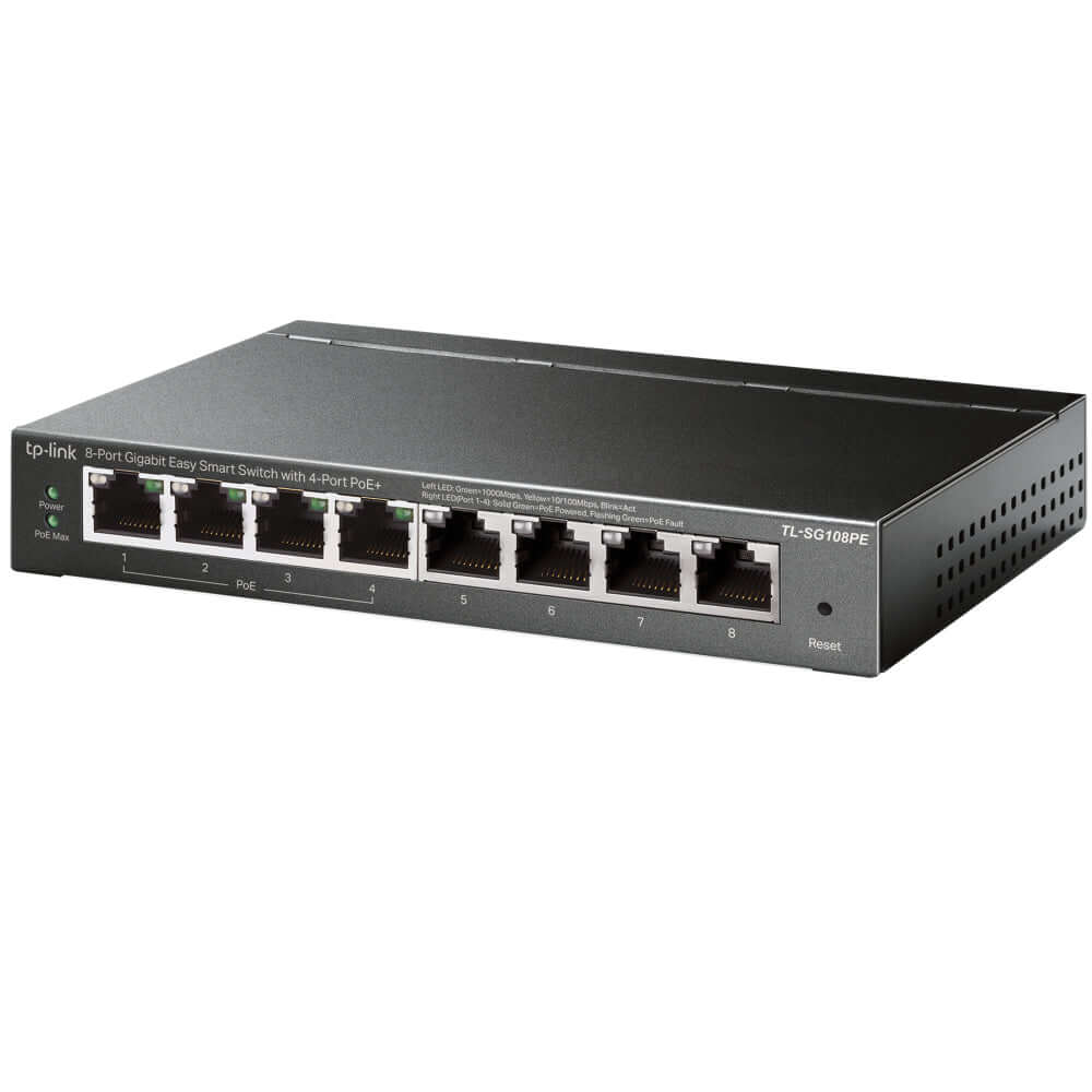 TP-Link Easy Smart TL-SG108PE - Switch - smart - 4 x 10/100/1000 (4 PoE+) + 4 x 10/100/1000 - desktop - PoE+ (64 W) - Premier Technology