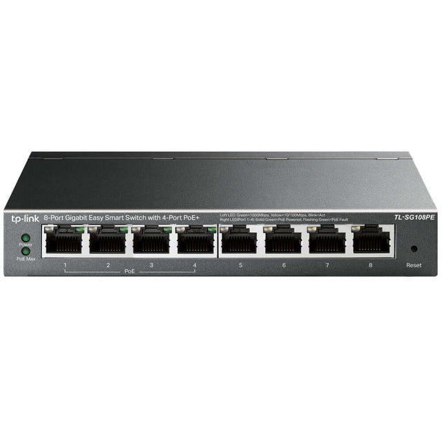 TP-Link Easy Smart TL-SG108PE - Switch - smart - 4 x 10/100/1000 (4 PoE+) + 4 x 10/100/1000 - desktop - PoE+ (64 W) - Premier Technology