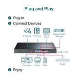 TP-Link JetStream TL-SL1218P - V1 - switch - unmanaged - 16 x 10/100 (PoE+) + 2 x 10/100/1000 + 1 x combo Gigabit SFP - rack-mountable - PoE+ (150 W) - Premier Technology