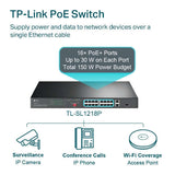 TP-Link JetStream TL-SL1218P - V1 - switch - unmanaged - 16 x 10/100 (PoE+) + 2 x 10/100/1000 + 1 x combo Gigabit SFP - rack-mountable - PoE+ (150 W) - Premier Technology