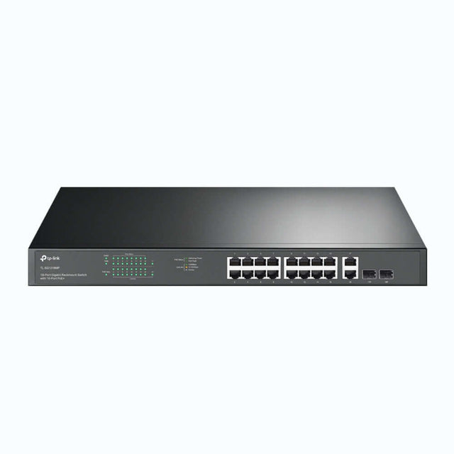 TP-Link JetStream TL-SG1218MP - V1 - switch - 16 x 10/100/1000 (PoE+) + 2 x 10/100/1000 + 2 x combo Gigabit SFP - rack-mountable - PoE+ (250 W) - Premier Technology