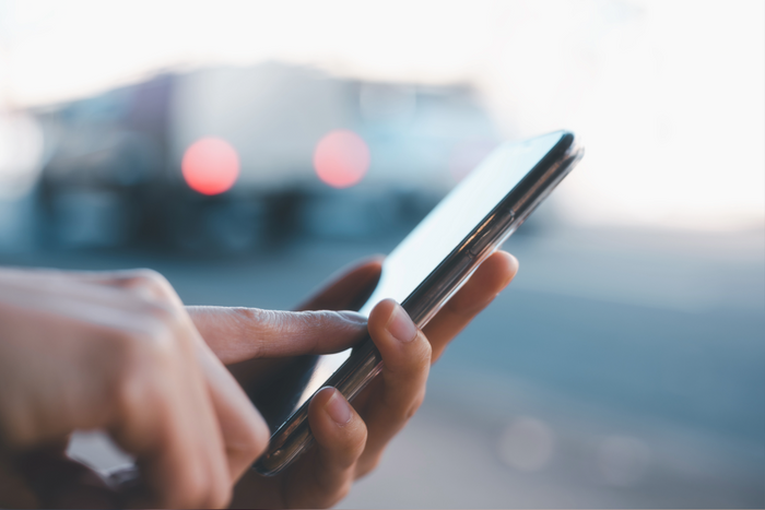 Close up of person using phone