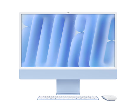 iMac - Blue - M4 Chip with 8-Core CPU (4 performance cores and 4 efficiency cores), 8-Core GPU, and 16-Core Neural Engine - Premier Technology